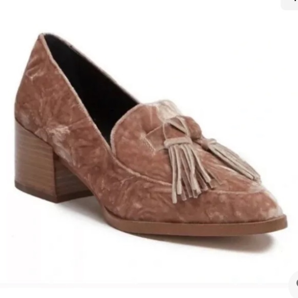 Rebecca Minkoff Tan Velvet Tassel Loafers